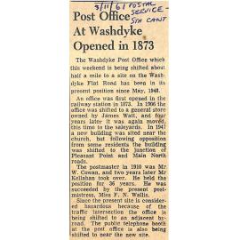 Post Office At Washdyke Opened in 1873