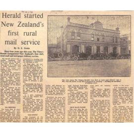 Herald started New Zealand's first rural mail service