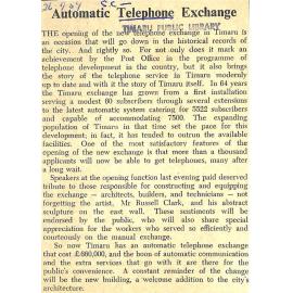 Editorial: Automatic Telephone Exchange