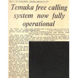 Temuka free calling system now fully operational