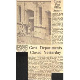 Govt Departments Closed Yesterday / Closed Post Office Annoys