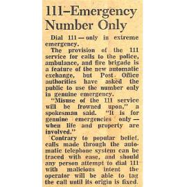 111 - Emergency Number Only