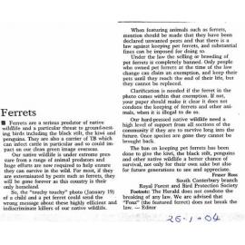 Letter to the editor: Ferrets