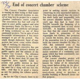 Editorial: End of concert chamber scheme