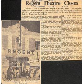 Regent Theatre Closes