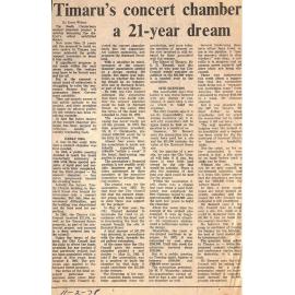 Timaru's concert chamber a 21-year dream