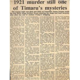 1921 murder still one of Timaru's mysteries