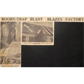 Booby-trap blast blazes factory: Blinded briefly, Shotgun arson shocks owner