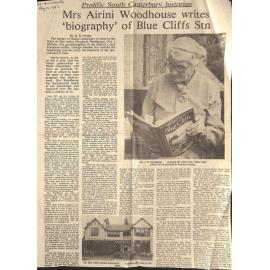 Mrs Airini Woodhouse writes 'biography' of Blue Cliffs Station