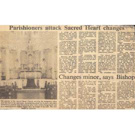 Parishioners attack Sacred Heart changes / Changes minor, says Bishop
