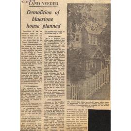 Land Needed: Demolition of bluestone house planned