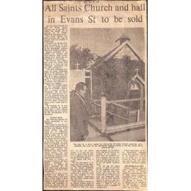 All Saints Church and Hall in Evans St to be sold