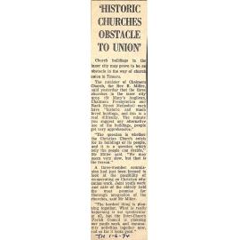  'Historic Churches Obstacle To Union'