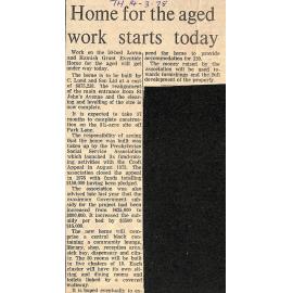 Home for the aged work starts today