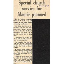 Special church service for Maoris planned