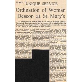 Unique Service- Ordination of Woman Deacon at St Mary's