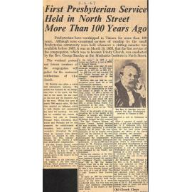 First Presbyterian Service Held in North Street More Than 100 Years Ago