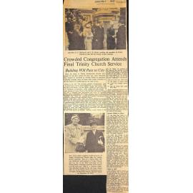 Crowded Congregation Attends Final Trinity Church Service, Building Will Pass to City