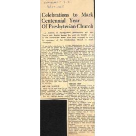 Celebrations to Mark Centennial Year Of Presbyterian Church