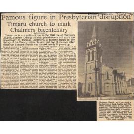 Famous figure in Presbyterian 'disruption'- Timaru church to mark Chalmers bicentenary
