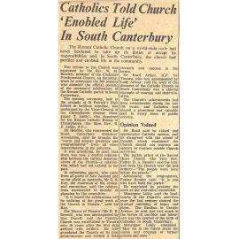 Catholics Told Church 'Enobled Life' In South Canterbury