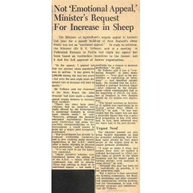 Not 'Emotional Appeal', Minister's Request For Increase in Sheep