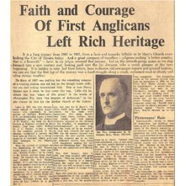 St Mary's 100 Years Old- Faith and Courage Of First Anglicans Left Rich Heritage