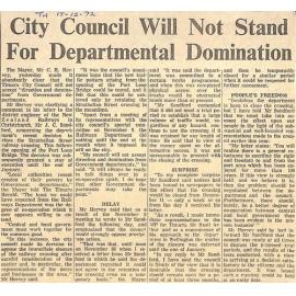 City Council Will Not Stand For Departmental Domination