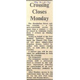 Crossing Closes Monday