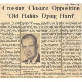 Crossing Closure Opposition 'Old Habits Dying Hard'