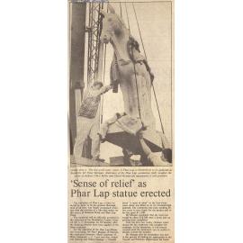 'Sense of relief' as Phar Lap statue erected