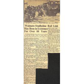 Waimate-Studholme Rail Link Has Been in Existence For Over 84 Years
