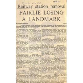 Railway station removal: Fairlie losing a landmark