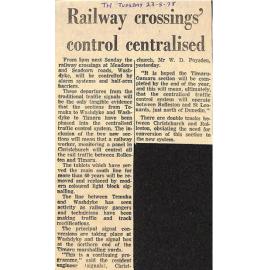 Railway crossings' control centralised
