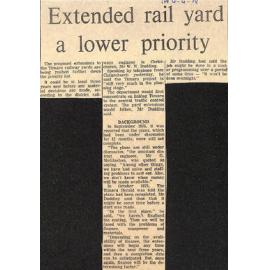 Extended rail yard a lower priority