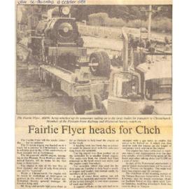 Fairlie Flyer heads for Chch
