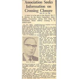 Association Seeks Information on Crossing Closure