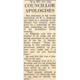 Councillor Apologises