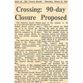 Crossing: 90-day Closure Proposed