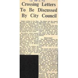 Crossing Letters To Be Discussed By City Council