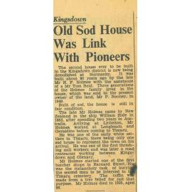 Kingsdown: Old Sod House Was Link With Pioneers