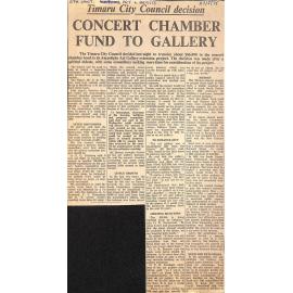 Timaru City Council decision: Concert Chamber Fund to Gallery