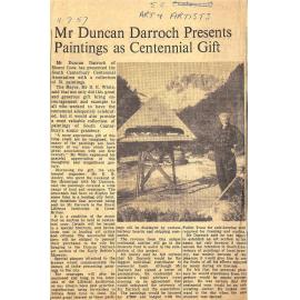 Mr Duncan Darroch Presents Paintings as Centennial Gift