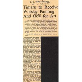 Timaru to Receive Worsley Painting And £850 for Art