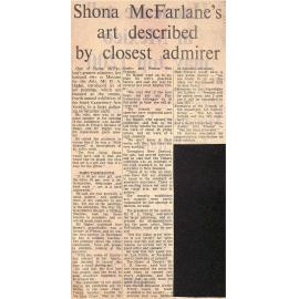 Shona McFarlane's art described by closest admirer