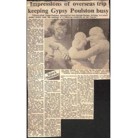 Impressions of overseas trip keeping Gypsy Poulston busy