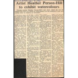 Artist Heather Person-Hill to exhibit watercolours