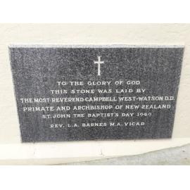St John's Church, Wai-iti Road foundation stone