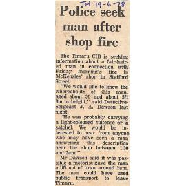 Police seek man after shop fire