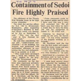 Containment of Sedoi Fire Highly Praised 